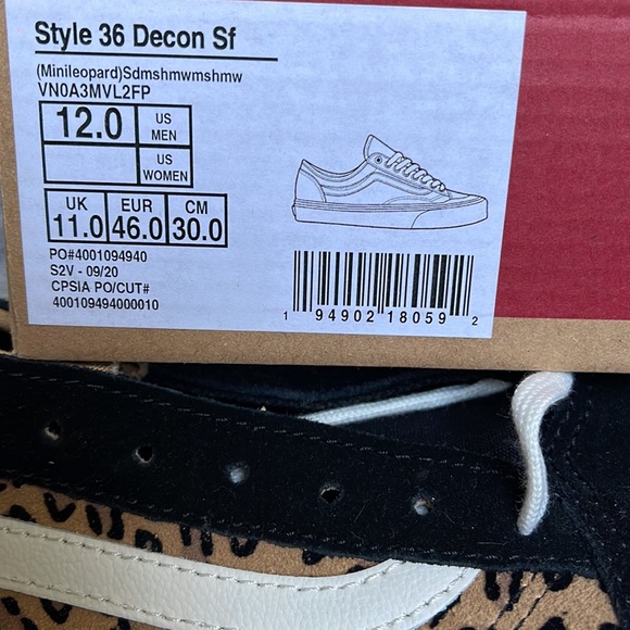 Vans Style 36 Decon Sf Mini Leopard Marshmallow MENS - Picture 16 of 16